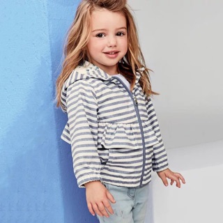 Áo khoác little maven bé gái diềm kẻ