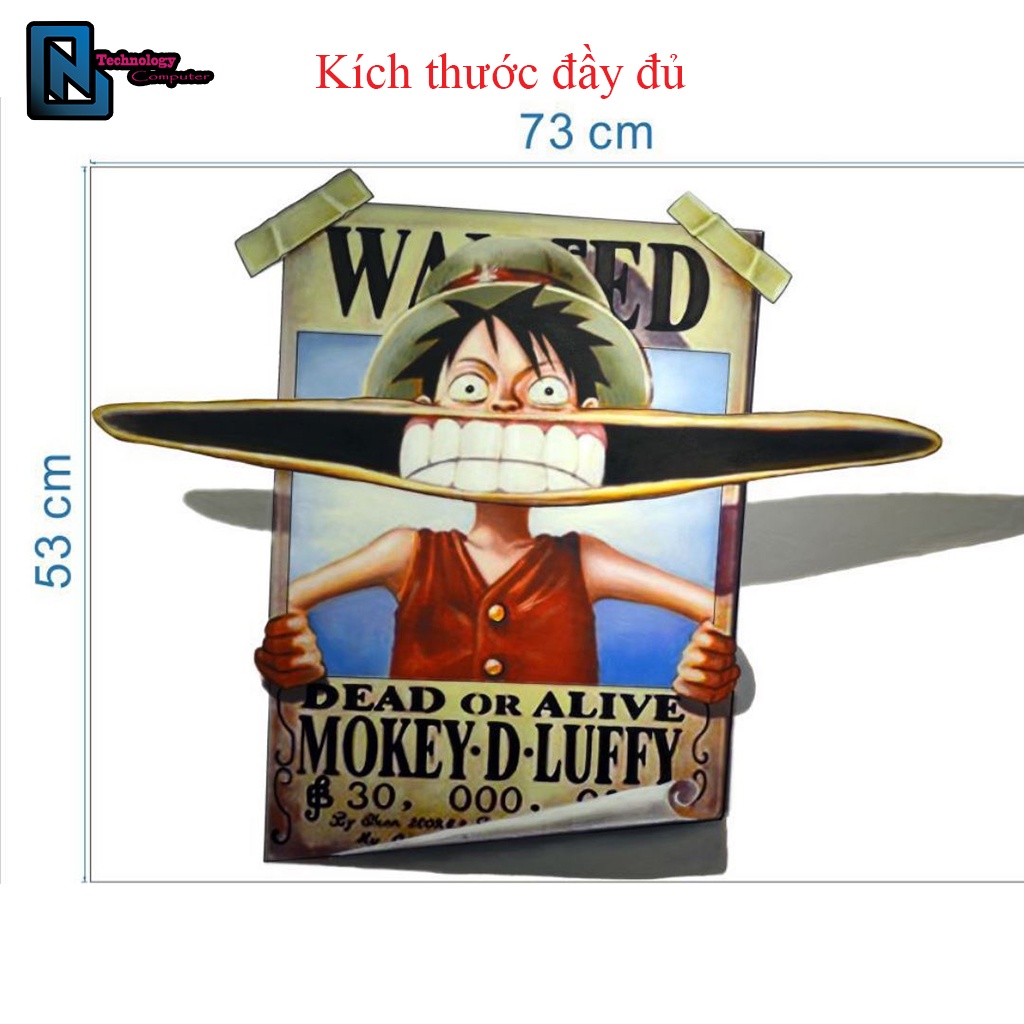 Miếng Dán Decal Tường 3d One Piece Luffy Hình Nhân Vật Hoạt Hình