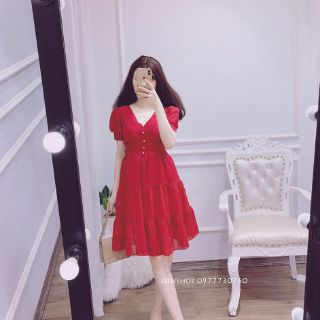 Váy tơ xước cúc ngọc