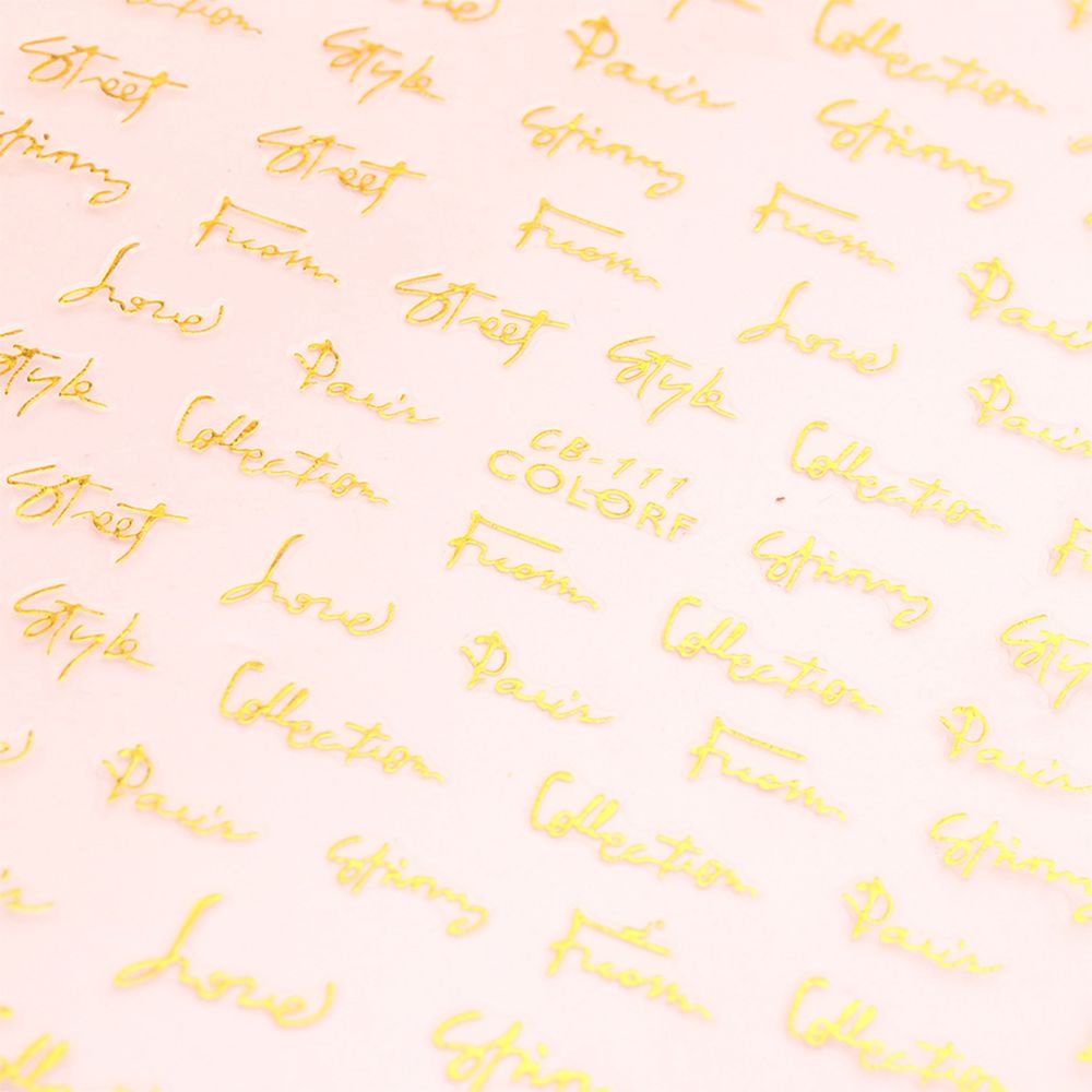 Miếng Dán Trang Trí Móng Tay Hình Chữ Cái 3D DIY Màu Đen