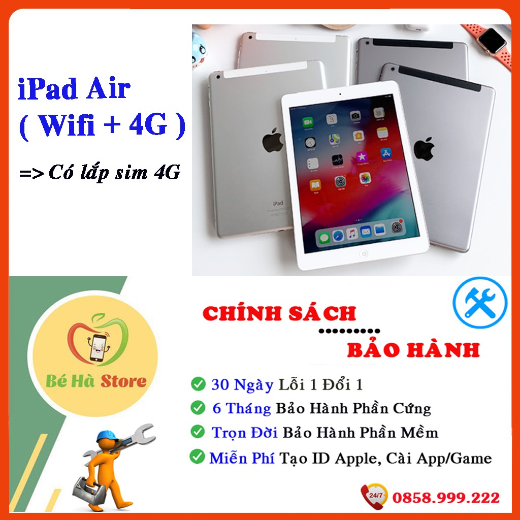 Máy Tính Bảng iPad Air 1 (Wifi + 4G) 16/ 32/ 64Gb Chính Hãng - Mới 99% - Màn Rentina đẹp - Tặng bao da | BigBuy360 - bigbuy360.vn