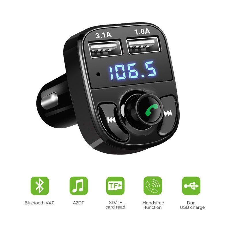 Máy nghe nhạc mp3 bluetooth cho xe hơi tích hợp FM và chức năng sạc với 2 cổng USB