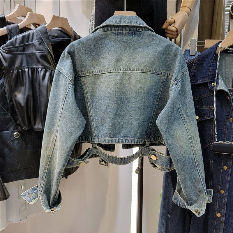 Áo Khoác Denim Dáng Ngắn Phong Cách Hong Kong Thời Trang Mùa Thu 2022