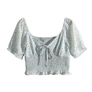Áo Croptop bèo nhún hoa nhí