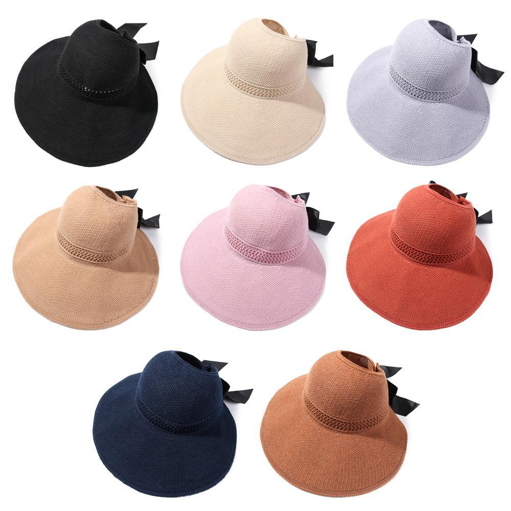 Nón Rộng Vành Phối Nơ Xinh Xắn Thời Trang Đi Biển Cho Nữ