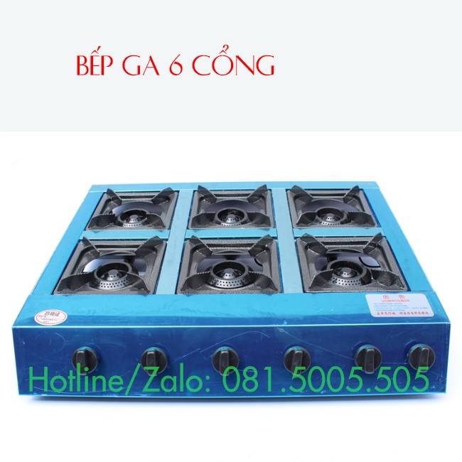 Bếp ga nấu mỳ cay 6 cửa - Bếp gas 6 họng - Bếp gas 6 cửa - Thiết bị trà chanh