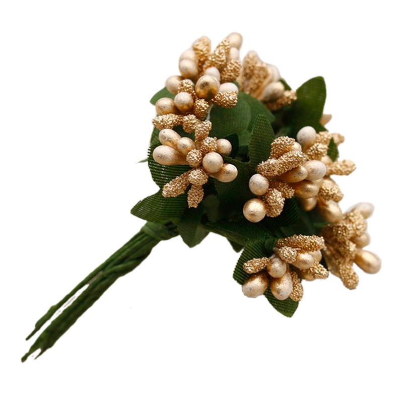 Set 12 nhánh hoa nhân tạo mini trang trí sân vườn/đám cưới/hộp quà tặng DIY