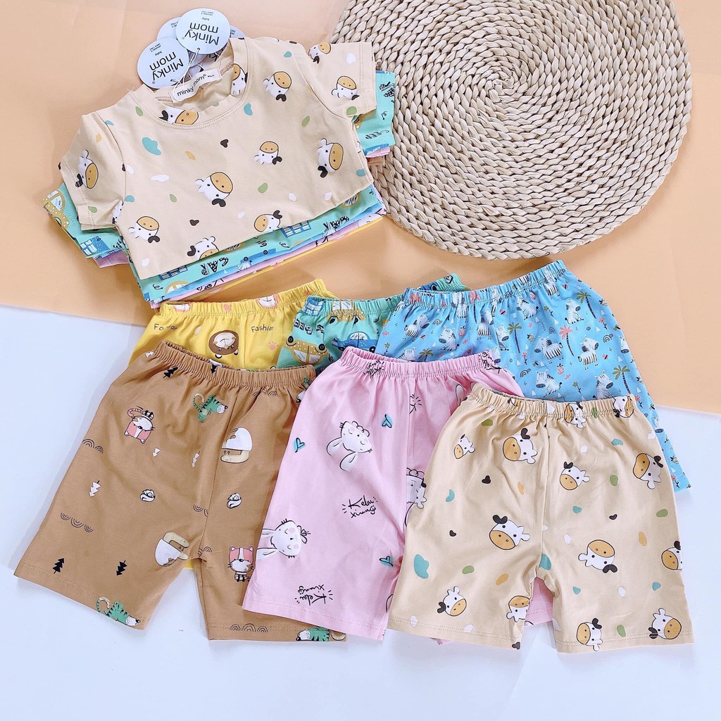 Bộ Cộc Tay Minky Mom 100% Cotton In Họa Tiết 6 Màu Cực Đẹp Cho Bé NamKidShop (QATE270)