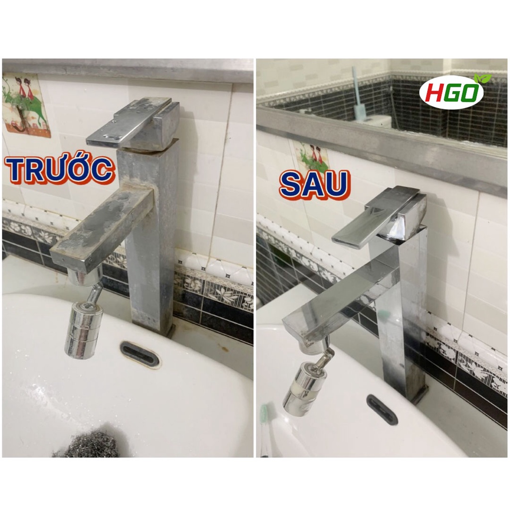Tẩy cặn canxi nhà tắm HGO PLUS tẩy sạch vách kính, vòi inox, bồn sứ, gạch men an toàn tiện lợi