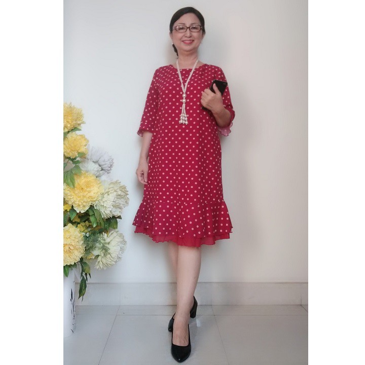 Váy Đầm Trung Niên Form Suông - Chất Lụa Mát - Chân Xòe - Size Từ 44KG - 80KG. | BigBuy360 - bigbuy360.vn