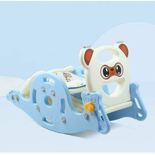 Cầu trượt kết hợp bập bênh và ném bóng rổ đa năng , cầu trượt bập bênh 3 trong 1