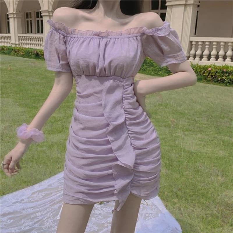 Váy trễ vai tím pastel tiểu thư siêu xinh hot nhất hè!