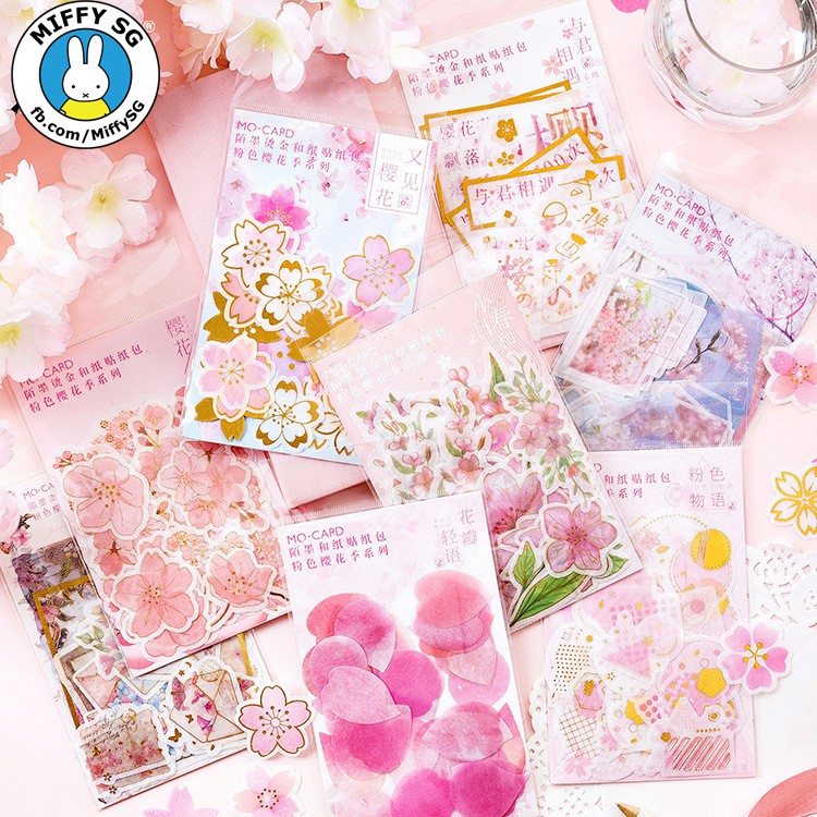 Bộ 45 sticker thiếp vàng MÙA HOA ANH ĐÀO