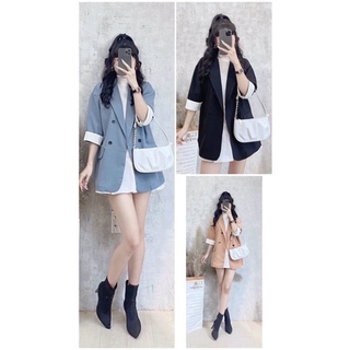 Áo Blazer tay lỡ kèm đai (ảnh trải sàn SHE chụp cận chất)