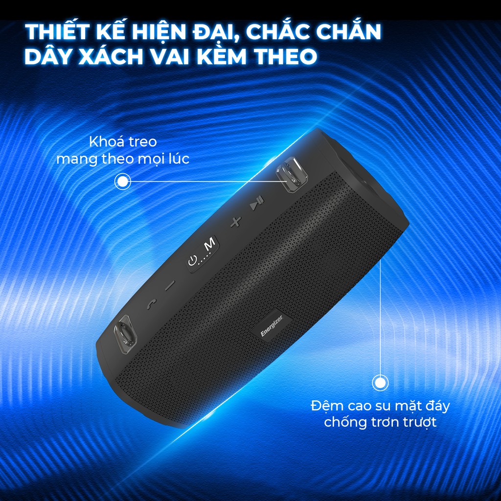Loa Bluetooth di động Energizer BTS 204 kèm Micro Karaoke - công suất 20W - Hàng Chính Hãng, Bảo Hành 2 Năm 1 Đổi 1