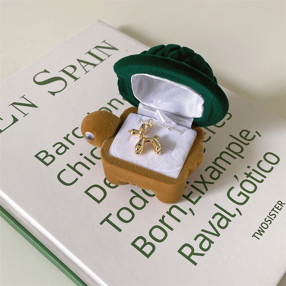 Cod Qipin Hộp Đựng Nhẫn Đính Hôn / Trang Sức Hình Chú Rùa Vui Nhộn Bằng Nhung Vintage