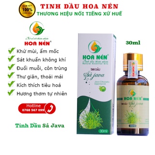 Tinh dầu Sả Java Nguyên Chất Thương hiệu Hoa Nén 30ml Tinh dầu đuổi muỗi, xông phòng hiệu quả - Hàng Chính Hãng
