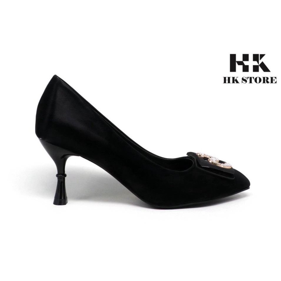 Giày công sở nữ da bóng 🧡 HK.STORE 🧡 da bò cao cấp dạng da bóng sang chảnh kết hợp gót nhọn bọc kim loại sang cao 7 ph
