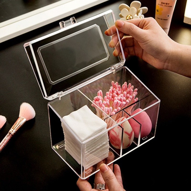 (Hàng Mới Về) Hộp Đựng Tăm Bông Bằng Acrylic Trong Suốt Tiện Dụng