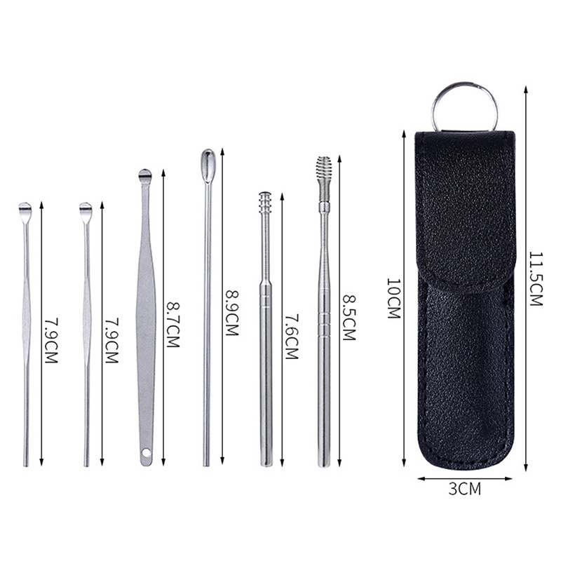 Set 6 Dụng Cụ Chuyên Dụng Cho Vệ Sinh Tai Bằng Thép Không Gỉ