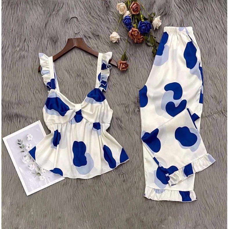 Set Bộ Bigsize❤️Set Bộ 2 Dây Nơ Ngực Quần Lửng Qua Gối Chất Lụa Mềm Mát Hàng May Kỹ Size 50-95kg | BigBuy360 - bigbuy360.vn