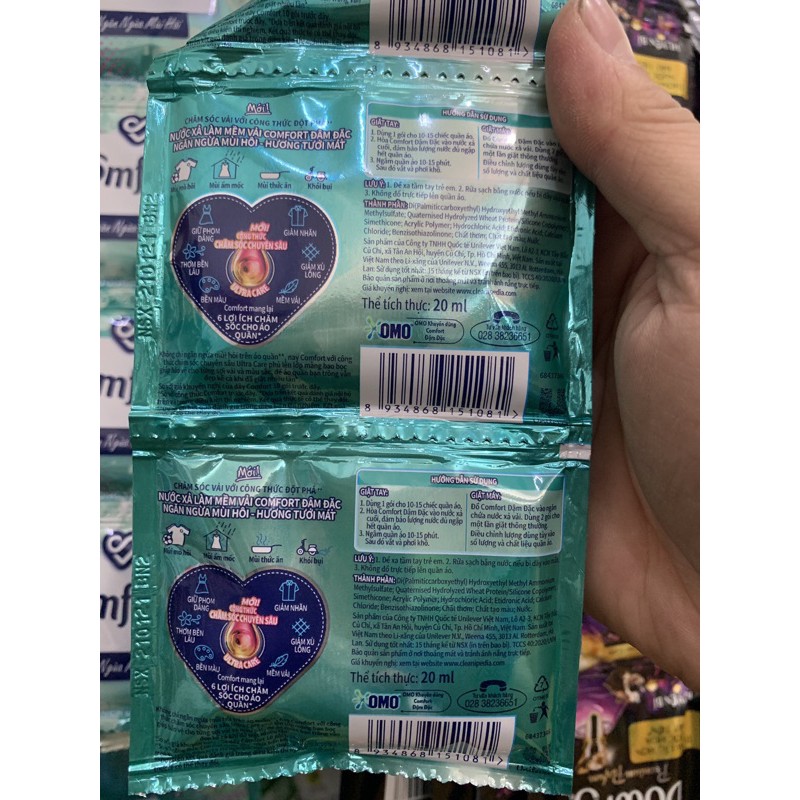 10 Túi Nước Xả Vải Ngăn Mùi Hôi 20ml/1goi