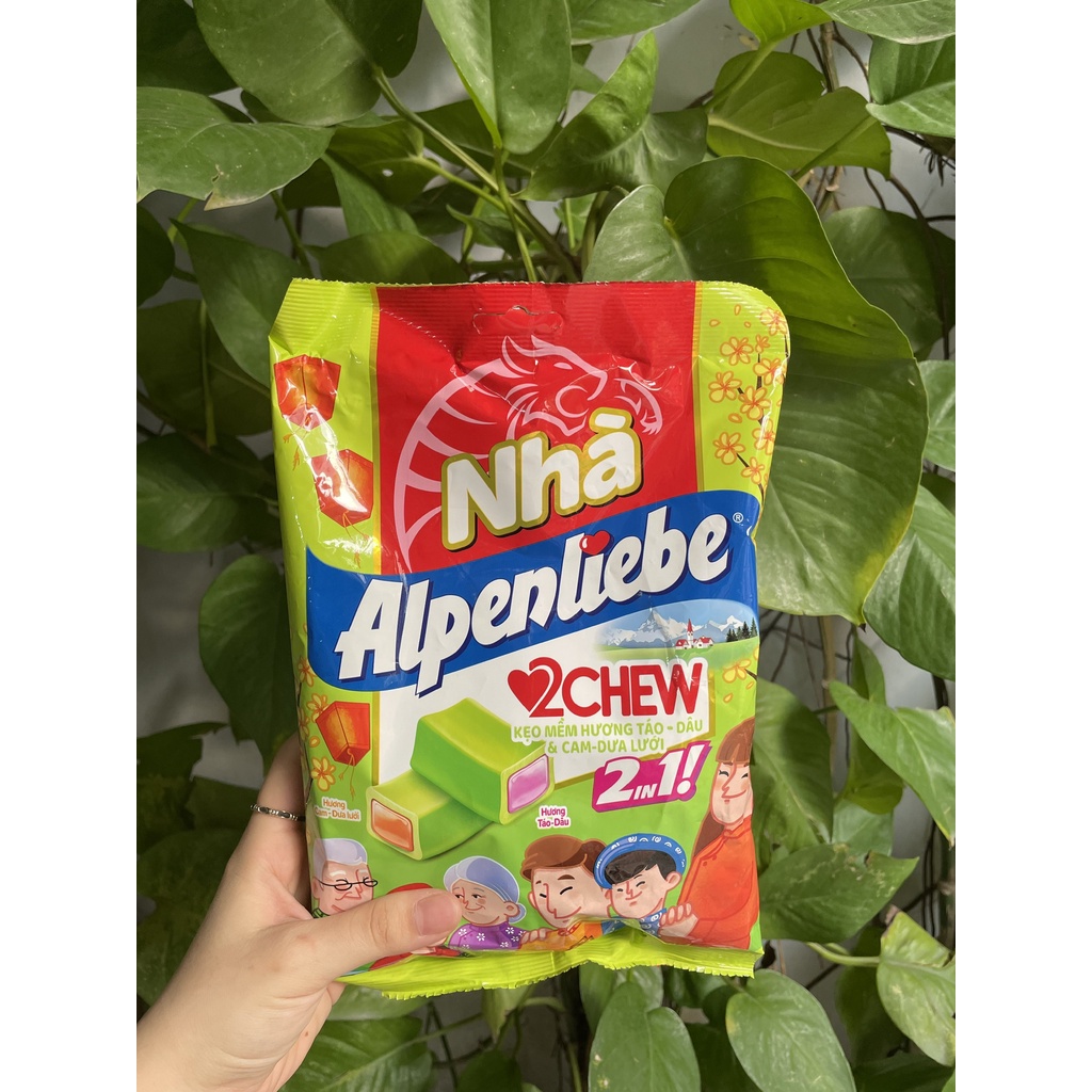 Kẹo Mềm Hương Táo - Dâu &amp; Cam - Dưa Lưới Alpenliebe 2Chew (Gói 227.5g)