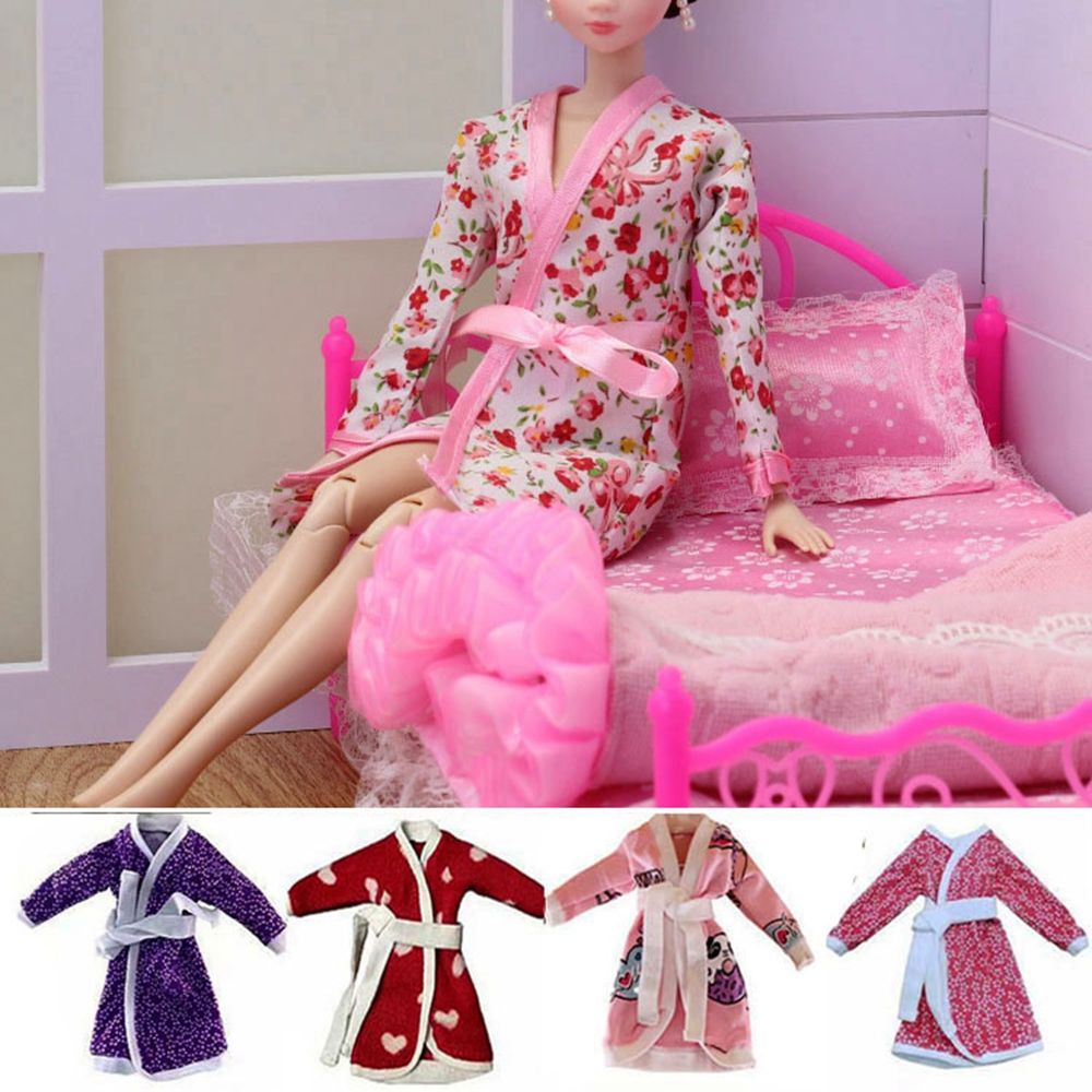 Bộ đồ ngủ mùa đông màu hồng xám thời trang cho búp bê 1/ 6 loại 30cm tùy chọn