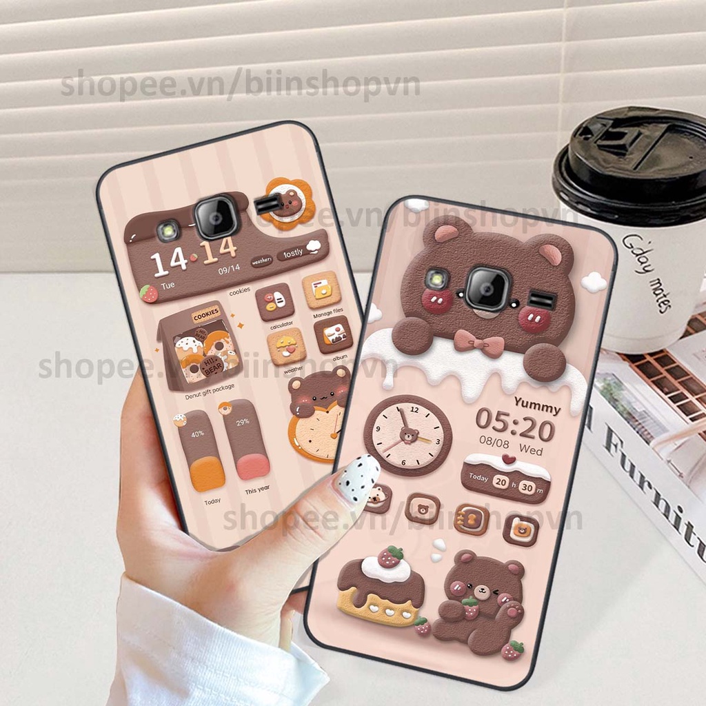 Ốp Samsung J310 / J3 2016 in 3D icon gấu nổi siêu xinh, siêu đáng yêu, cá tính phong cách