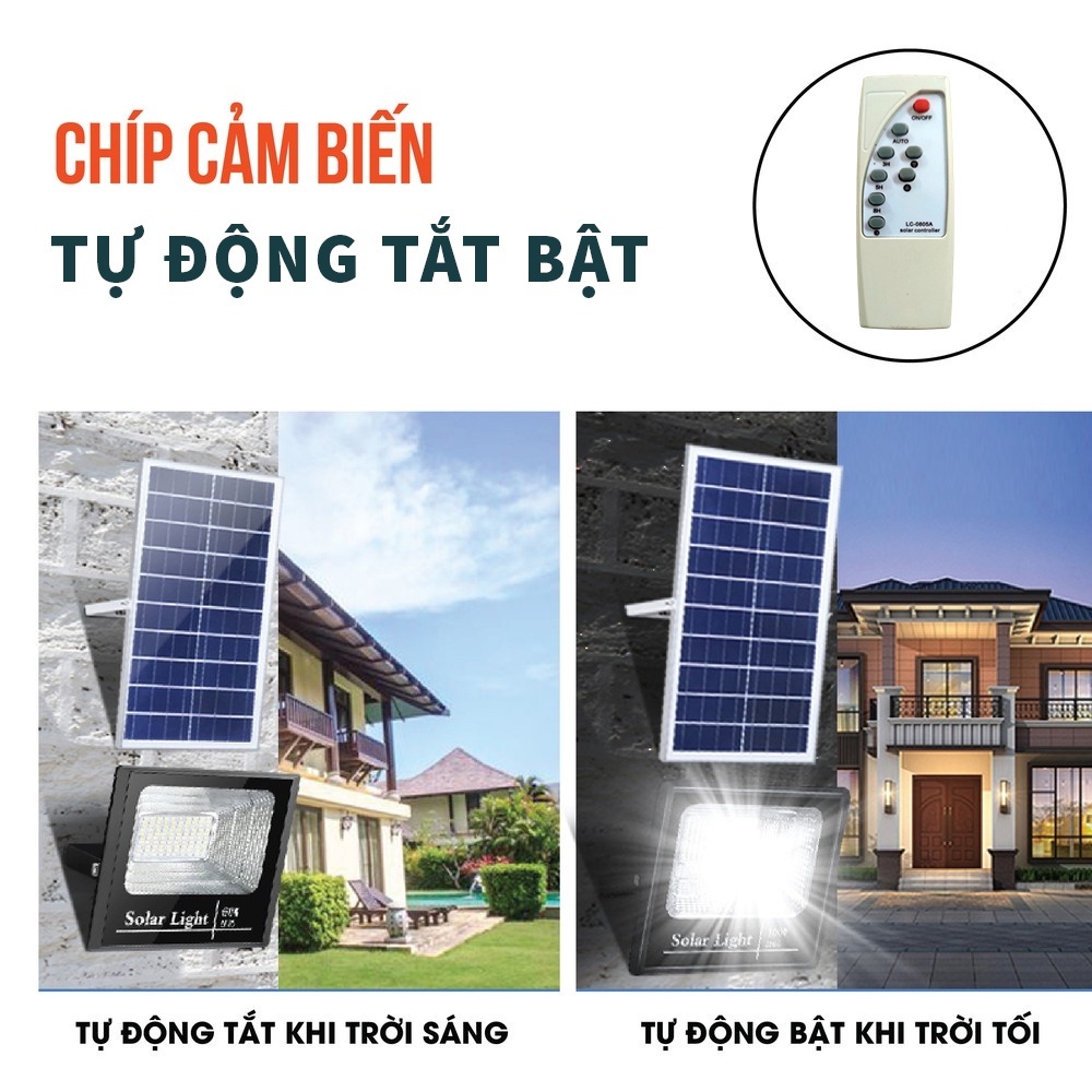 ĐÈN NĂNG LƯỢNG MẶT TRỜI MAX TECH 60W - 100W SOLAR LIGHT - PIN SẠC TRỌN DỜI - CHỐNG NƯỚC IP67- bảo hành 1 năm