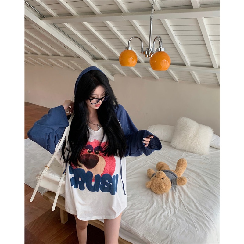 Áo Hoodie Dài Tay Chống Nắng Dáng Rộng In Họa Tiết Thời Trang Mùa Hè Cho Nữ
