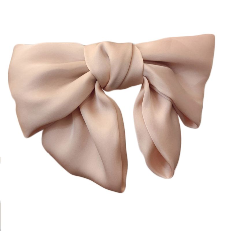 Kẹp Tóc Nơ Hai Lớp Bằng Satin Phong Cách Vintage Hàn Quốc