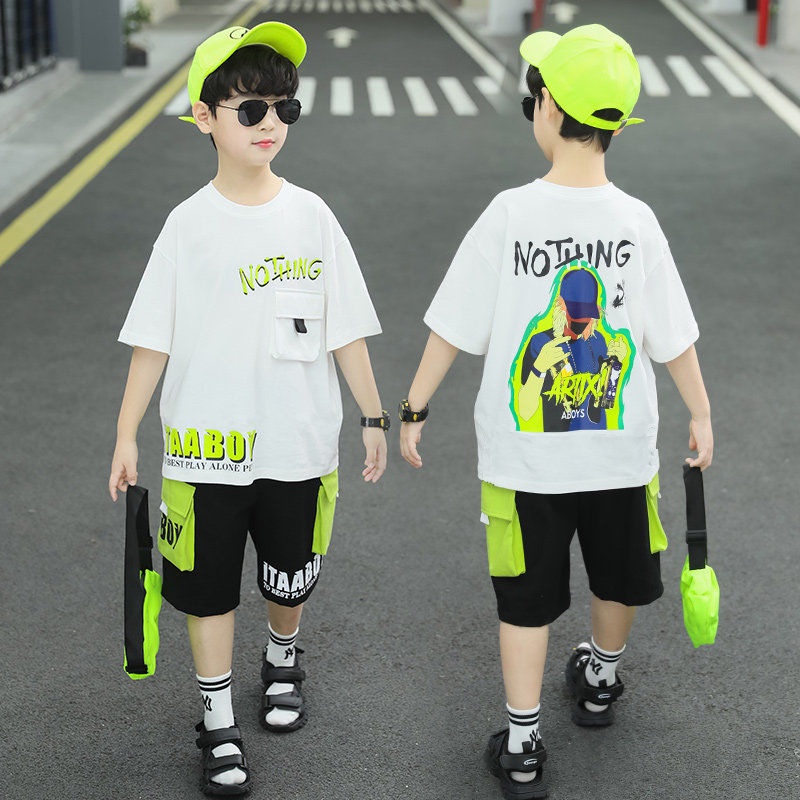 Bộ Áo Thun Tay Ngắn Phong Cách Hip-Hop Thời Trang Mùa Hè Mới 2022 Cho Bé Gái