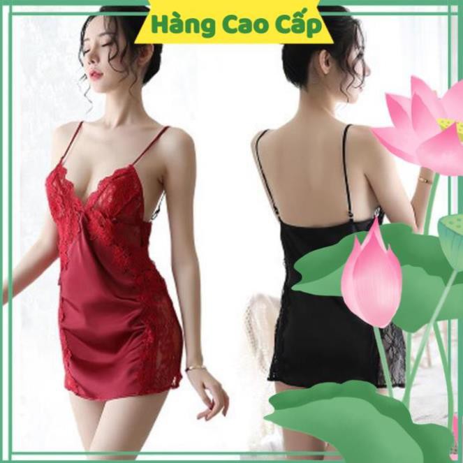 Váy Ngủ Sexy Gợi Cảm Áo Ngủ Nữ Chất Lụa Hai Dây Phối Ren Hông Gợi Cảm | BigBuy360 - bigbuy360.vn