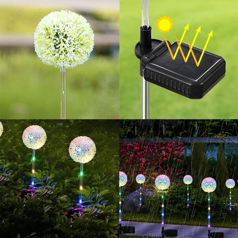 Đèn LED Năng Lượng Mặt Trời Chống Thấm Nước Hình Cầu Hoa Bồ Công Anh Trang Trí Sân Vườn