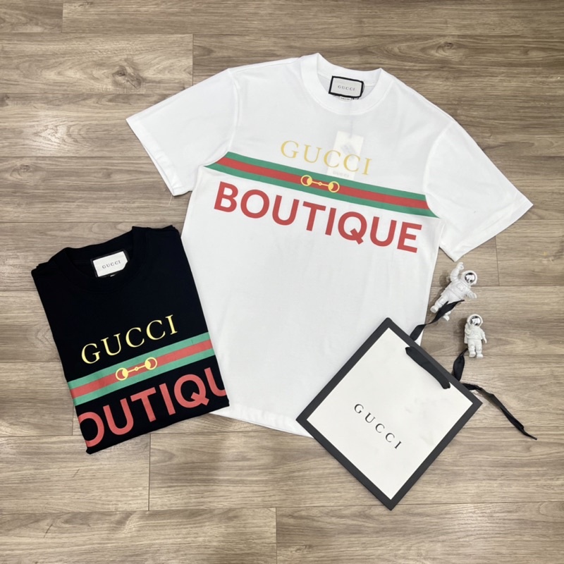Áo Phông Cổ Tròn In G.C Boutique 2  Màu Trắng Đen