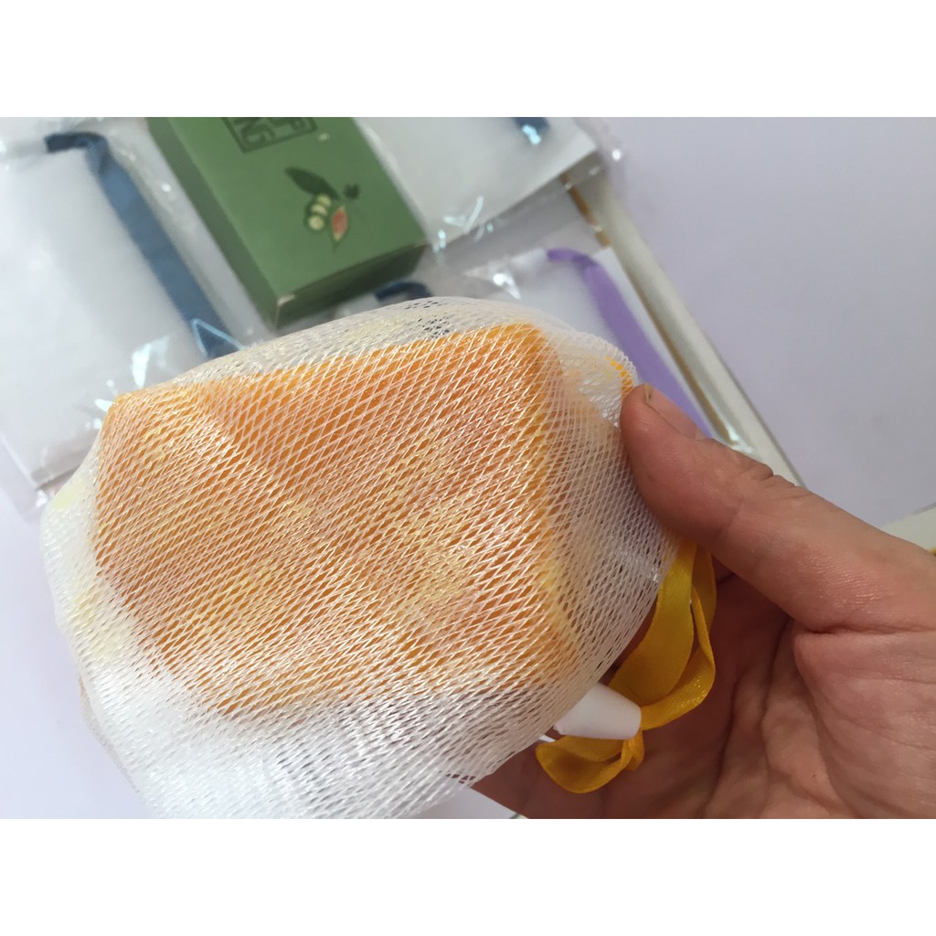 Túi lưới tạo bọt , túi lưới tạo bọt xà phòng , túi lưới đựng xà phòng siêu tạo bọt dày 2 lớp có dây rút