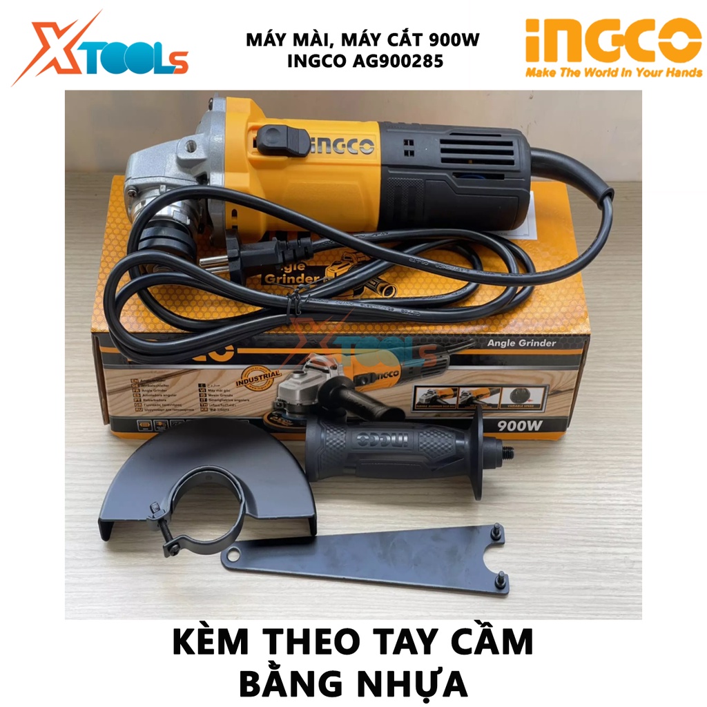 Máy mài góc điều tốc INGCO AG900285 | máy mài cầm tay 220-240V~50/60Hz, Công suất 900W, Đường kính đĩa mài 125mm cắt, mà