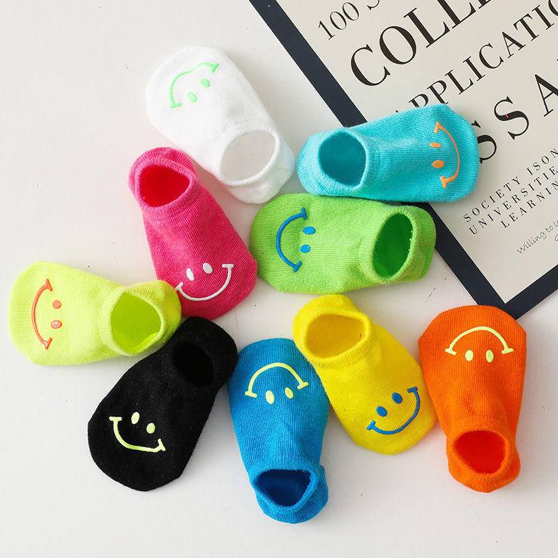 Vớ Cotton Mỏng Thoáng Khí Thoải Mái In Hình Mặt Cười Màu Sắc Ngọt Ngào Thời Trang Mùa Hè Cho Bé Từ 1-8 Tuổi