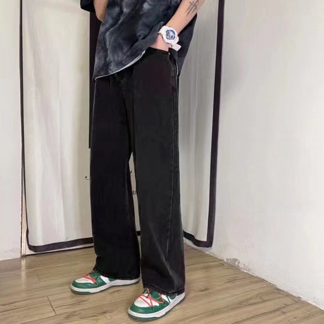 Quần Jean Dài Dáng Rộng Cỡ Lớn Thoải Mái Phong Cách Hip Hop Hàn Quốc Thời Trang Cho Nam Size S-5XL
