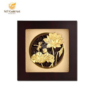 Tranh hoa sen dát vàng m02- mt gold art