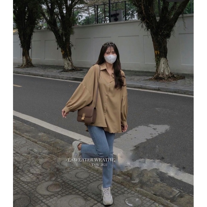 Sơ mi đũi Nhật tay phồng form rộng siêu xinh