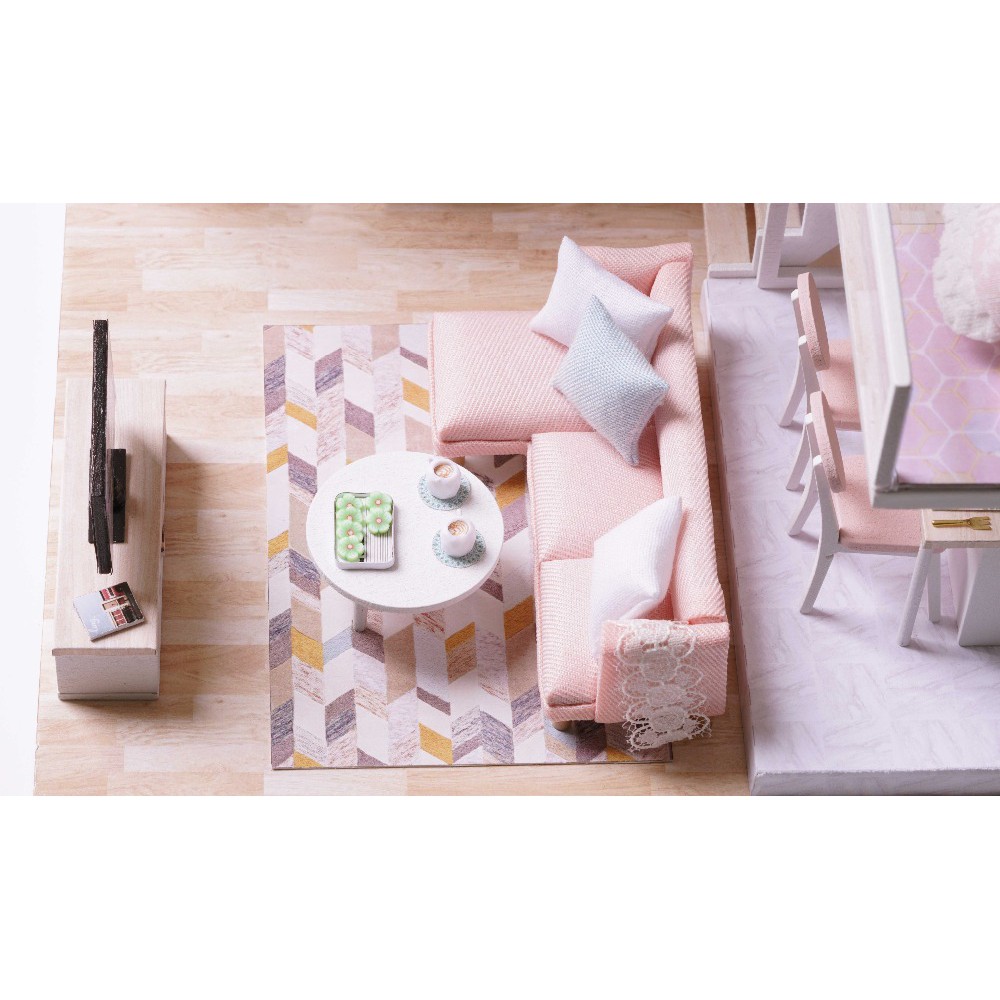 Bộ lắp ráp mô hình nhà gỗ DIY: Pink House L022