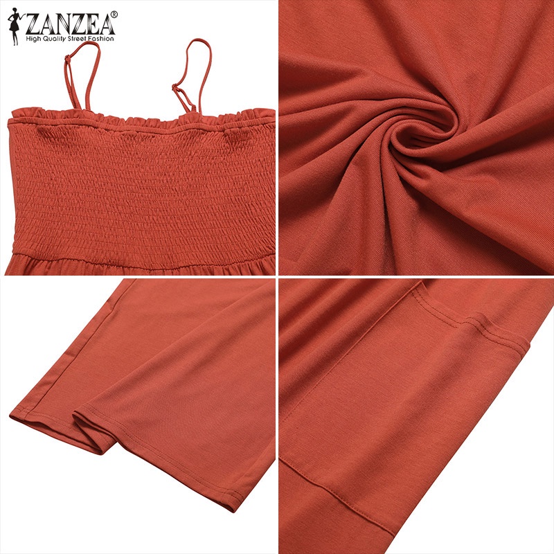 Áo liền quần Zanzea cổ vuông không tay thời trang dành cho nữ