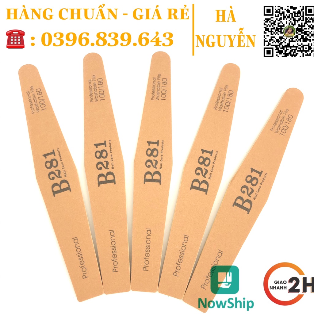 Dũa Móng Tay B281 Da Bò Cao Cấp Siêu Bền, Dũa Phom Móng Bột 100/180