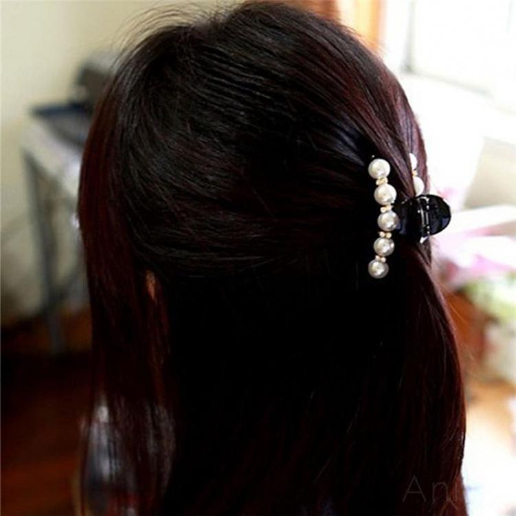 Kẹp tóc đính hạt giả ngọc trai