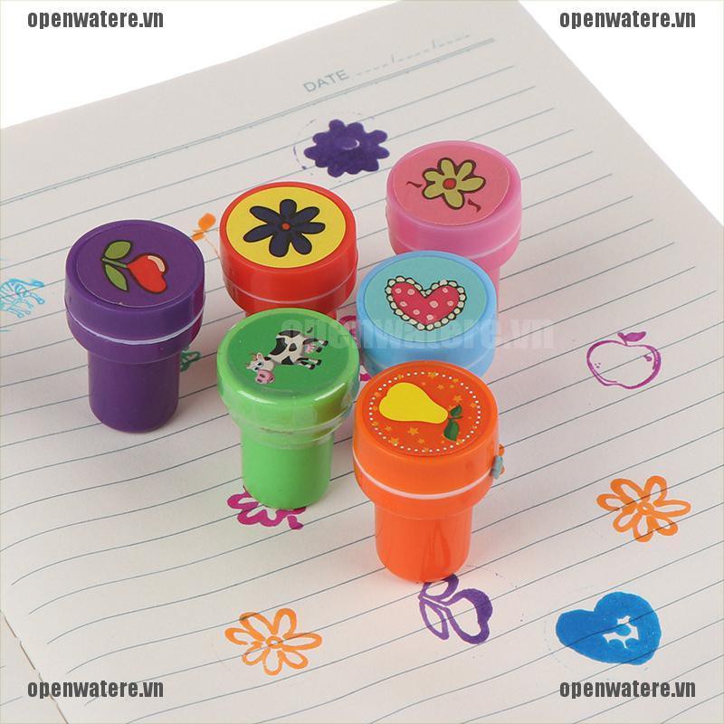 OPENE 5Pcs self-ink cartoon rubber stamps toy diy scrapbook gift educational toy VN