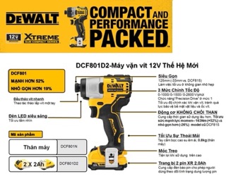 MÁY BẮT VÍT DEWALT DCF801/DCF801N