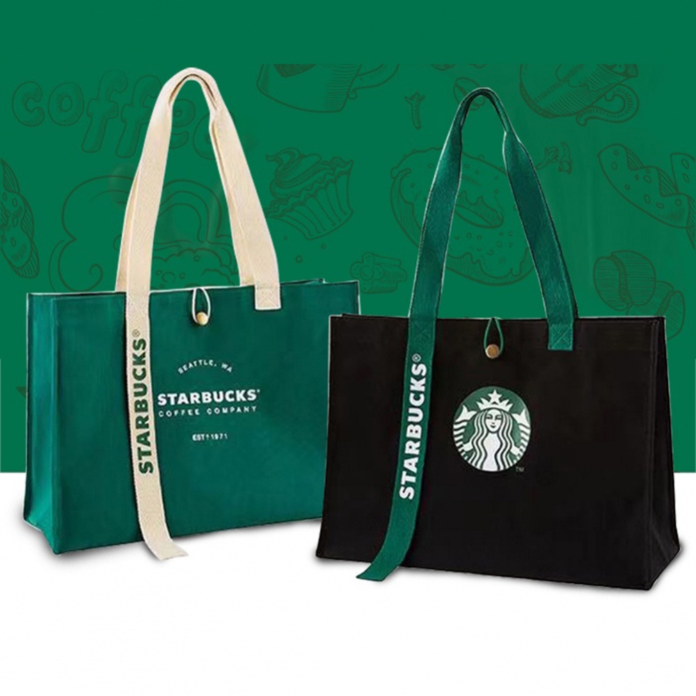 Túi xách vải canvas cỡ lớn in logo Starbucks cá tính