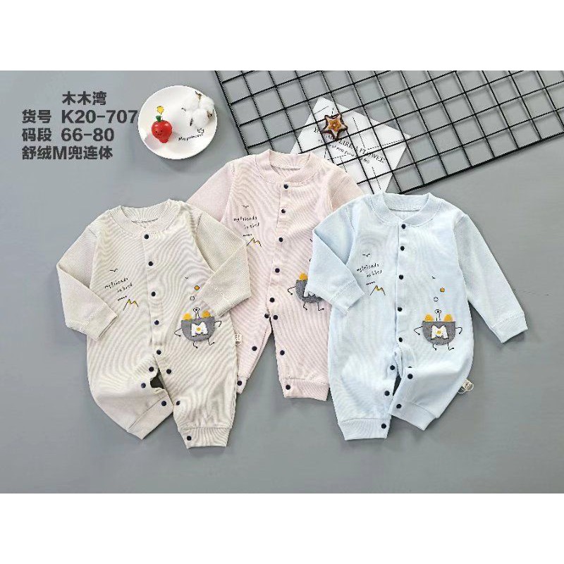 Bodysuit lót nỉ nhung liền thân cotton len thu đông cao cấp cho bé yêu